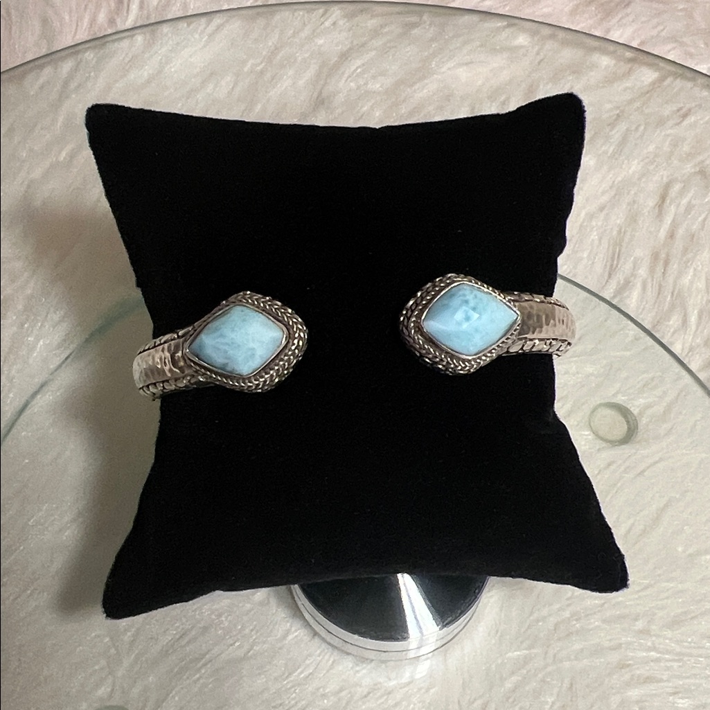 Luxury Artisan Of Bali Larimar Bracelet, Crafted In Solid Sterling Silver